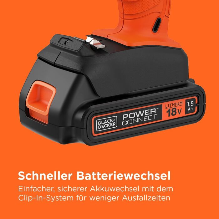 Акумуляторний дриль-шуруповерт BLACK+DECKER BCD001C1-QW (18V, 1.5 Ah, 10 мм) з акумулятором та зарядним пристроєм