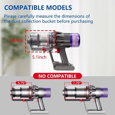 Контейнер для пилу сумісний з Dyson V12 Slim, V12 Detect Slim, V10 Digital Slim, SV18, SV20. Замінна частина для пилососа Dyson, артикул 965272-01