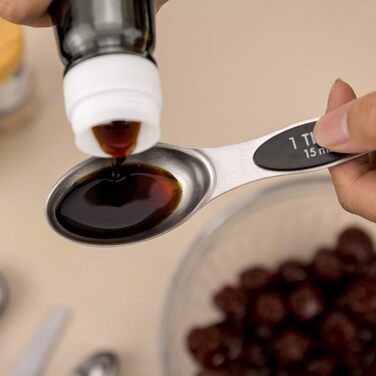 EDELIN Measuring Cups and Magnetic Measuring Spoons, Stainless Steel, 5 Cups and 7 Spoons (black)