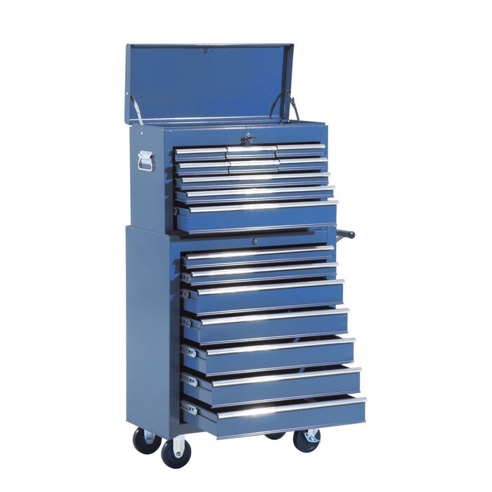 HOMCOM Tool Cart Workshop Cart Rolling Cart 4 Drawers blue, mobile & stable, ideal for garage & workshop