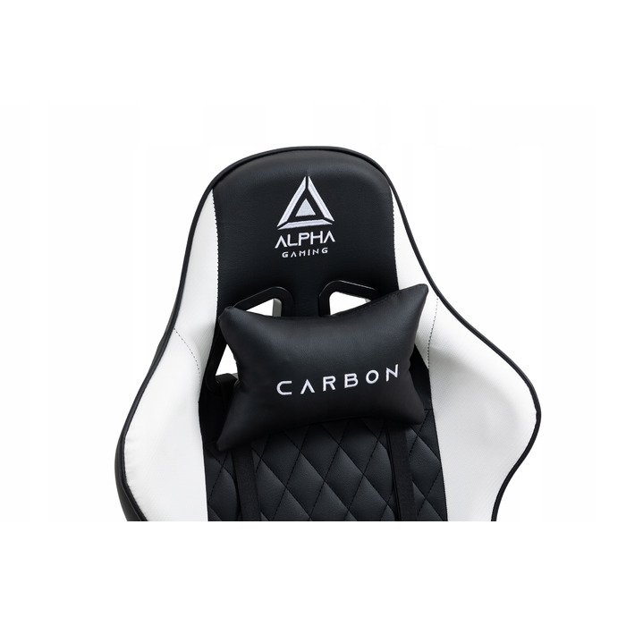 Ігрове крісло Alpha Gaming Carbon, штучна шкіра, чорно-біле