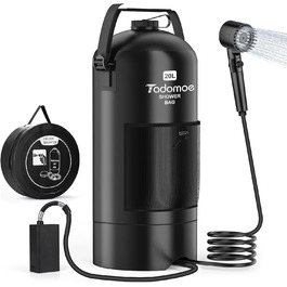 Сонячний душ Tadomoe 20L з насосом та сумкою для кемпінгу, чорний