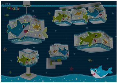 Dalber Lamp Children's Room, Children's Lamp Pendant Light, Hanging Lamp, Ceiling Light Children, Ceiling Lamp Children's Room Little Shark Sharks Animals, Ceiling Lamp Children's Room, 63472, E27