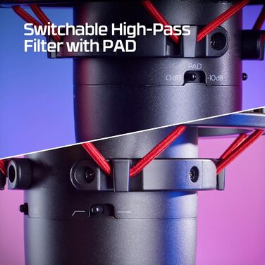 Мікрофон HyperX HMIQ1S-XX-RG/G – RGB, USB, конденсаторний, для PC, PS4, Mac, стійкий до вібрацій, з поп-фільтром, для геймінгу, стрімінгу, подкастів, Twitch, YouTube, Discord