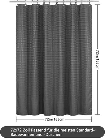 Шторка для душу Waffel з магнітами, текстиль, поліестер, 183x183 см (зелена)