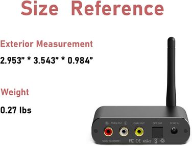 Bluetooth аудіоприймач YMOO з LDAC, ESS DAC-чіпом: оптичний та RCA вихід для стереосистеми