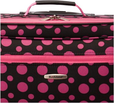 Набір валіз Rockland Softside, 4 шт. (14/20/24/28), стильний дизайн, чорно-рожевий принт