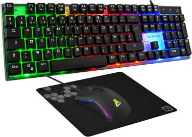 G-LAB Combo Yttrium – Ігровий комплект Azerty RGB: Клавіатура з 105 та миша з 2400 DPI, Mousepad – для PC, PS4, PS5 (Нова)