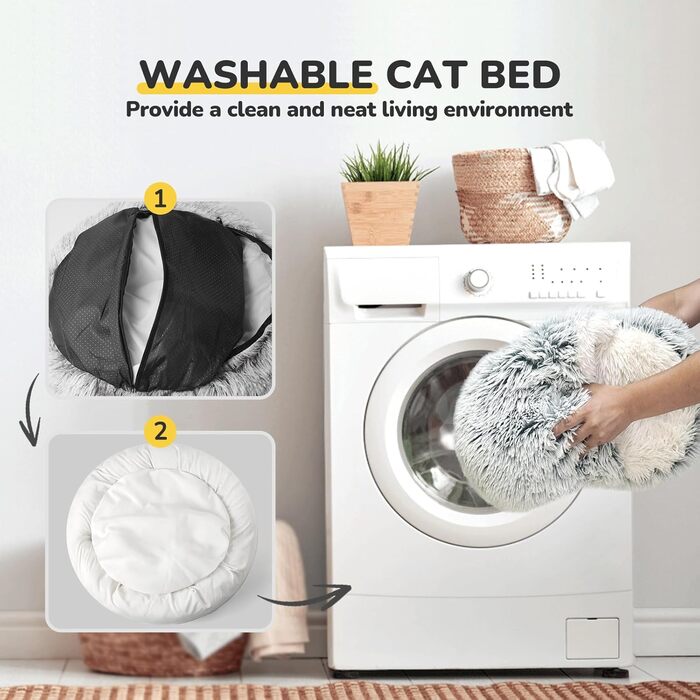 CATISM Cat Bed Washable Cat Sleeping Place for Cats Plush Pet Cat Head Pillow Cat Cushion Fluffy Kitten Puppy Snuggle Bed Pet Bed Grey