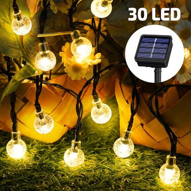 Сонячна гірлянда для зовнішнього використання, 60 LED, 13.2 м, 8 режимів, IP65, тепле світло. Підходить для балкона, тераси, саду, прикраси на Різдво та свята