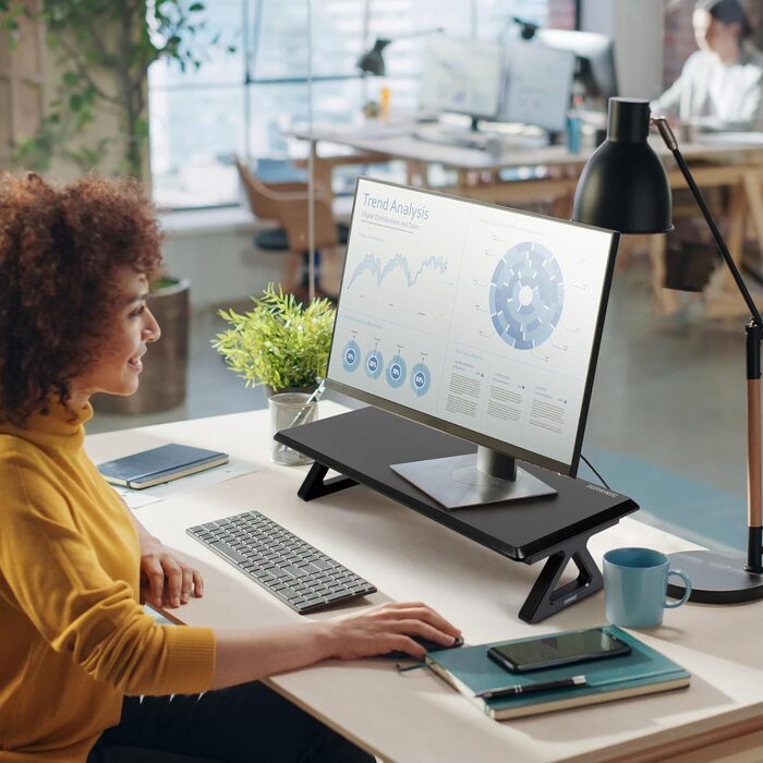 Duronic DM06-1 BK Monitor Stand, 62 x 30 cm, Desk Riser Monitor Stand, Dual Monitor Riser Screen Elevation, Holds up to 10 kg