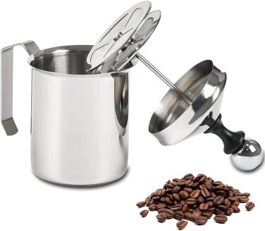 Ручний піноутворювач для молока Newaner 500 мл з подвійним ситом, 8 x 8 x 18 см