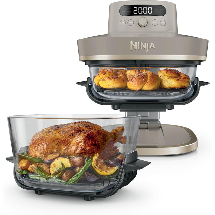 Скляна аерофритюрниця Ninja CRISPi PRO XL з 5 функціями, колір Stone Gold