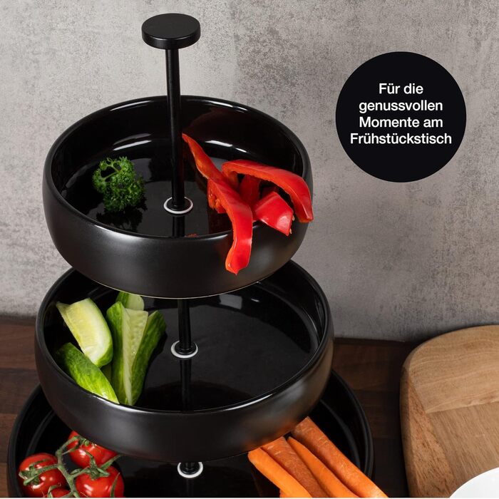 Підставка для фруктів Moritz & Moritz - 3 яруси, з щипцями, з кераміки - Сучасна декор для кухні та вечірок - Ідеальна для зберігання фруктів, мафінів та капкейків