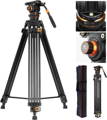 Штатив для камери K&F CONCEPT VA3+BV20: відео штатив з поворотним кріпленням, 184 см, для DSLR, відеокамер