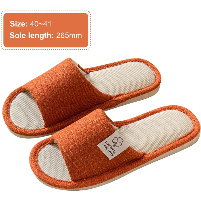 Льняні домашні тапочки на літо - дихаючі, з антиковзною підошвою для дому, готелю, для жінок та чоловіків, 36/37 EU, помаранчеві