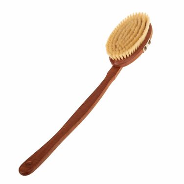 SIDCO Back Brush Pearwood Massage Brush Wood with Removable Handle Natural