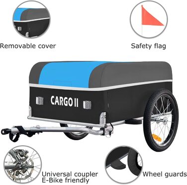 Тігго Карго II - вантажний велосипедний причіп, 130 літрів, складаний, зелений (блакитний)