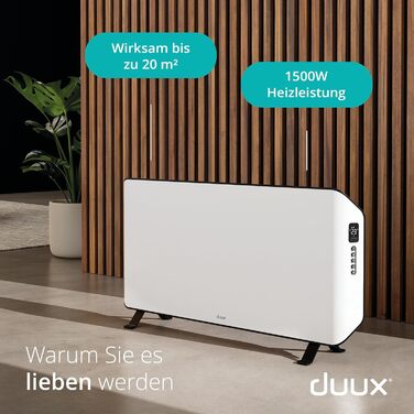 Duux Edge Smart: Електричний конвекторний обігрівач з термостатом (1500W) - Економія енергії, для ванної кімнати, до 20 м²