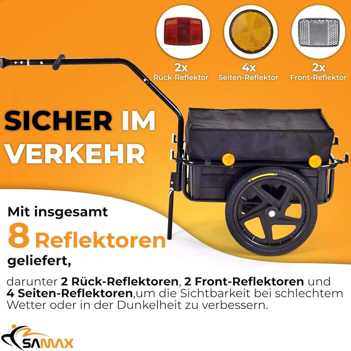 Причіп для велосипеда SAMAX 70 літрів / 60 кг, вантажний, з кріпленням, чорний