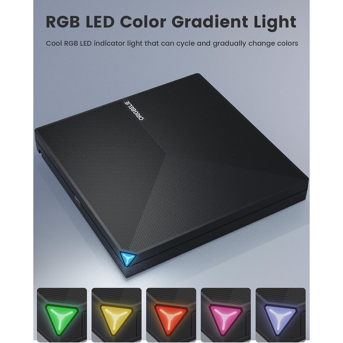 Зовнішній DVD-привід ORIGBELIE USB 3.0 та Type-C, портативний DVD-записувач для ноутбука та ПК