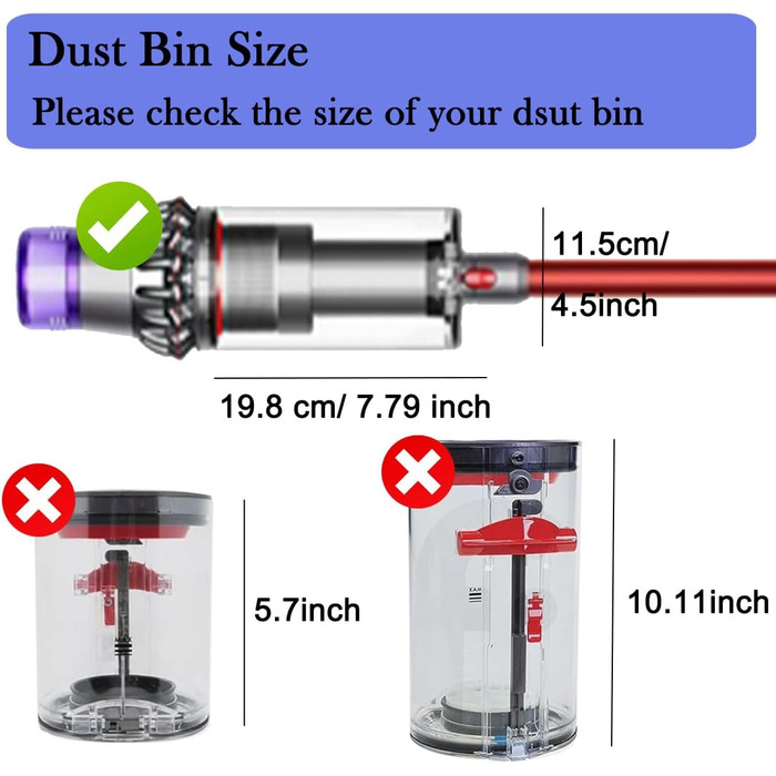 Контейнер для пилу Dyson V12 Detect Slim/ V10 Digital Slim, замінна частина, аксесуар, артикул 965272-01, сумісний з V11/V15