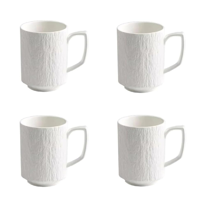 Набір з 4 чашок для еспресо Saumo з підставками, кераміка, 350 мл, білий – сучасний дизайн для дому, офісу та особливих випадків