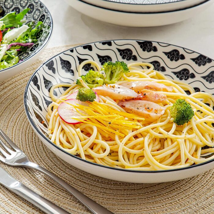 Набір супових тарілок Vancasso HARUKA, 4 шт., 1000 мл, чорний керамічний посуд