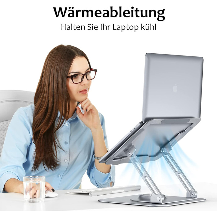 Підставка для ноутбука 360° з алюмінію, регульована висота, ергономічна, сумісна з MacBook/Dell/HP
