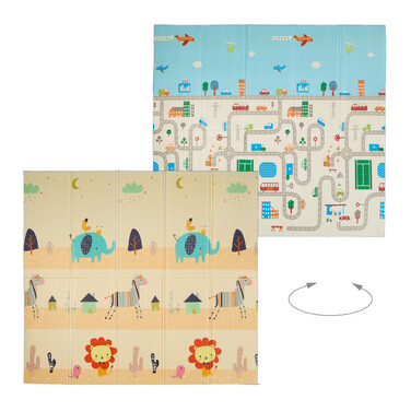 Relaxdays Foldable Play Mat - Animals and Road