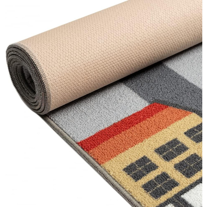 Дитячий килим Teppich-Traum з міською картою, сірий, 80x150 см, прямокутний