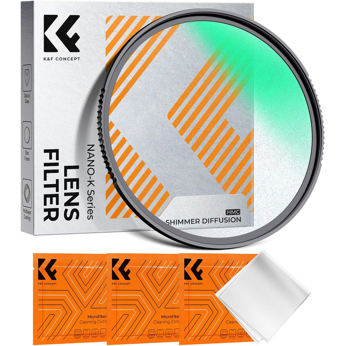 Фільтр Shimmer Diffusion K&F CONCEPT 49mm з оптичного скла з 18-шаровим покриттям Nano-Klear для відео та портретної зйомки