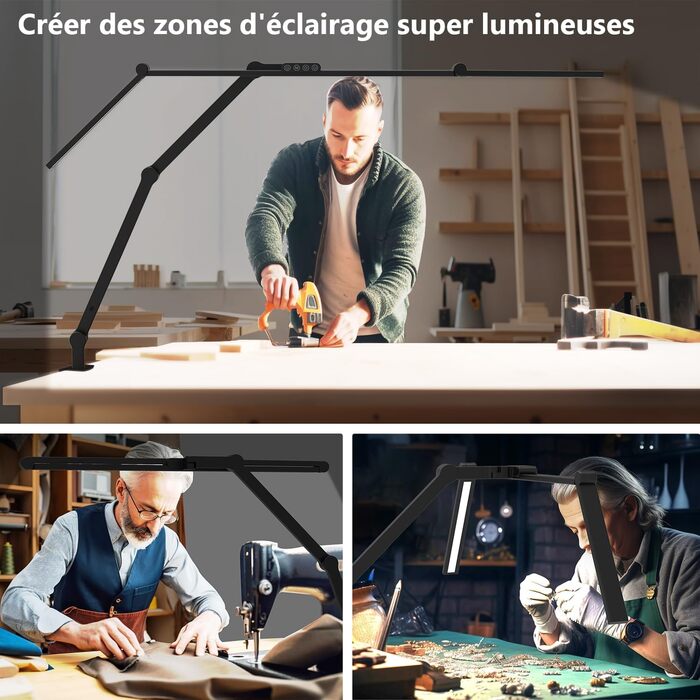 LED настільна лампа EPABINA 3000 люменів з кліпсою, 36W, диммування, денне світло, поворотна, для монітора 120 см, автоматичне підсвічування столу, для малювання