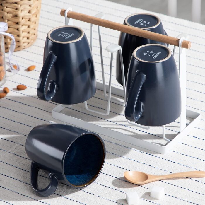 Coffee Mugs, Stoneware, Vancasso BUBBLE 12-Piece Mug Set, 380ml Coffee Cups with Handle