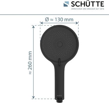 Ручна лійка для душу SCHÜTTE SAMOA RAIN | З технологією Samtstrahl | 300+ форсунок | 3 режими | Антинакип | Чорний