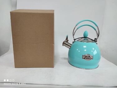 Кришка-свисток з нержавіючої сталі 2.6 л, сумісна з усіма плитами, включаючи індукційну (блакитна)