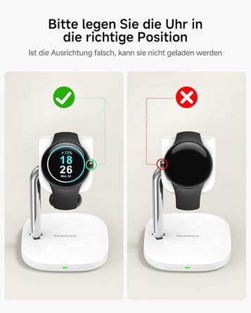 Зарядна станція SwanScout для Google Pixel Watch 3/2 (Не підходить для Pixel Watch 1), SwanScout 505G2, магнітний швидкий зарядний пристрій для Pixel Watch 3/Pixel Watch 2