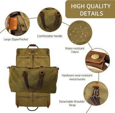Чоловічий дорожній костюм-органайзер 2-в-1 Canvas Leder для одягу та аксесуарів (Армійський зелений)