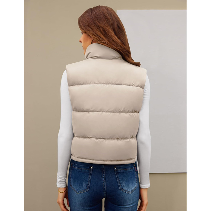 Жіноча жилетка Fengbay Reitweste: безрукавна, з коміром-стійкою, легка, стьобана, утеплена, для осені та зими, кольоро хакі, розмір M