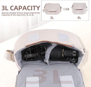 Сумка для камери: сумісна з Fujifilm, Canon, Nikon, Sony SLR/DSLR, водонепроникна, стильна, універсальна (бежевий, сірий)