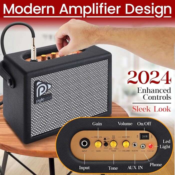 Електрогітара Pyle Prog Rock EG Series з підсилювачем, 39 дюймів, Dual Humbucker, палісандр, чорний