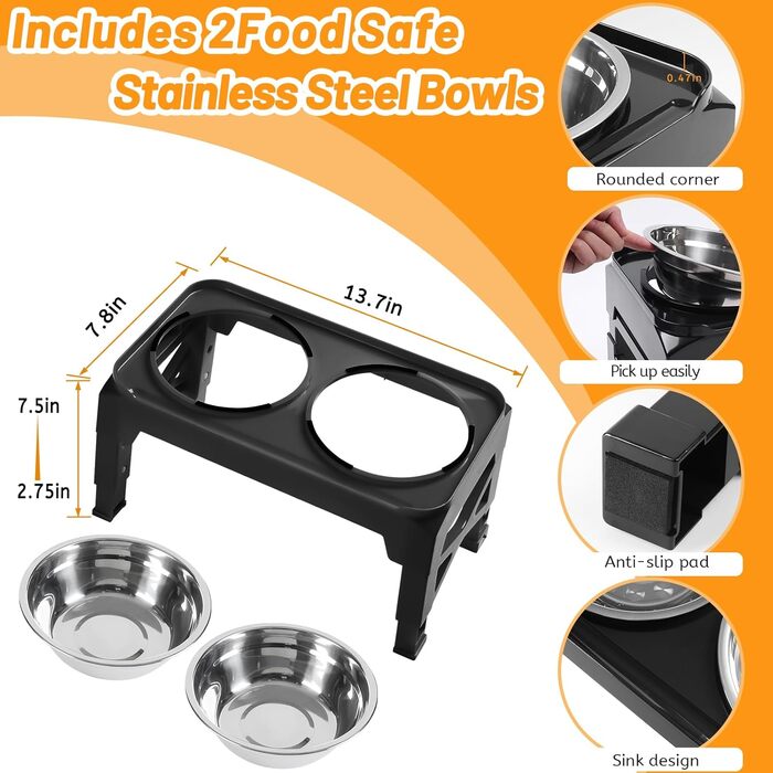 Підвищені годівниці для собак M Білий (8' для собак M/L), S (6' для собак Small), Чорний