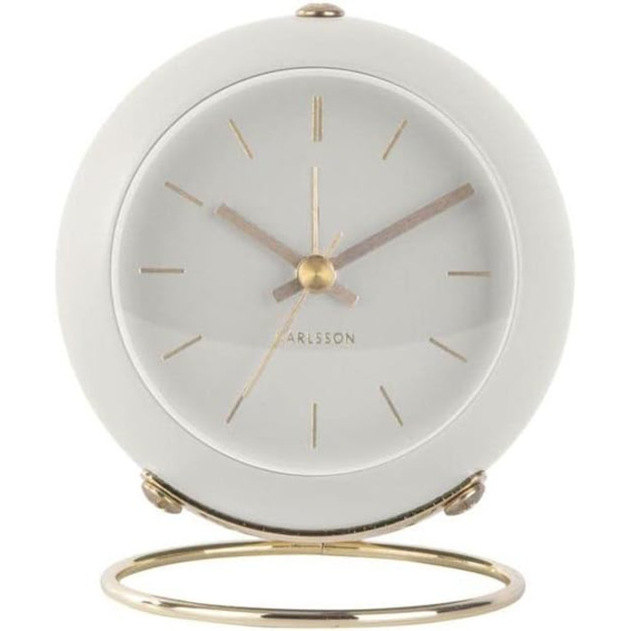 Karlsson [DL] Alarm Clock Globe White, design Armando Breeveld. Dimensions: Diameter 9.5cm, Height 10.5cm, Depth 7cm. Battery not included (requires 1 AA battery).