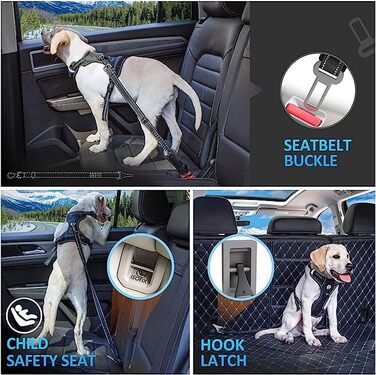Tapylove 3-in-1 Dog Seat Belt - Adjustable Car Dog Harness with Bungee & Universal Compatibility (Isofix)
