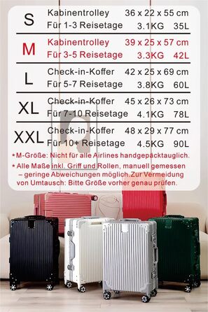 Чемодан ручної об'єм 55 см з алюмінієвим каркасом та полікарбонатом Yuweijie, 35L, 4 колеса, TSA-замок, срібний