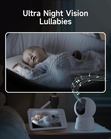 Дитячий відеомонітор Arenti з камерою та додатком, 5' дисплей, 1080P, PTZ, датчик температури, колискові, нічне бачення, 2-сторонній аудіо, VoX, автоматичне відстеження B2