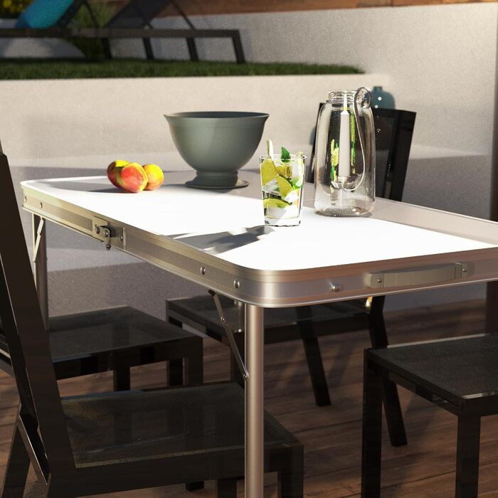 Складний алюмінієвий стіл для пікніка, кемпінгу, саду та вечірок 120x60x70 см, регульована висота