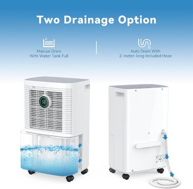 Invito Dehumidifier Electric 12L/24h with Digital Humidity Display, 24H Timer, Continuous Drainage, Room Dehumidifier, Laundry Drying, Suitable for Apartments/Basements
