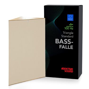 Бас-пастка для кутів Addictive Sound Standard — Студійна акустична панель (басова пастка) зі спеціальної мінеральної вати, 80-2000 Гц, бежева, 98 см, Made in EU