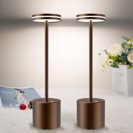 LED настільна лампа Bravzurg бездротова, акумуляторна, 5000mAh, диммування, 3 колірні температури, USB, сенсорне керування, для дому та вулиці, настільна/письмовий стіл (2 Коричневий)